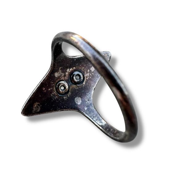 Vintage Sterling Silver Sorority Crest Ring Black Enamel Marquise Shield 925 7 - Picture 4 of 4